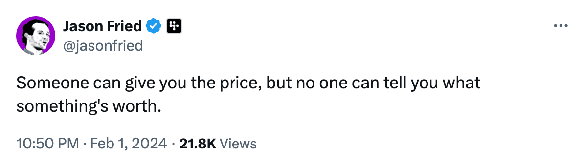 Jason Fried’s post at X (Twitter)